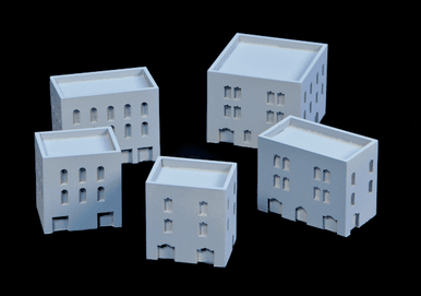 Three Story Buildings With Walled Roof Area (Resin) - 285MEV031