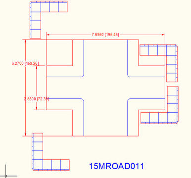 4 Way Crossing, 2 Lane Road to 1 Lane Road - 15MROAD011