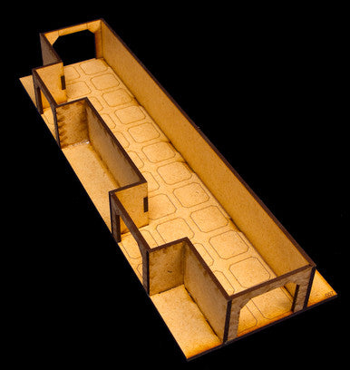 12" Straight Hallway, Two Room Entrances - DUNGEON007