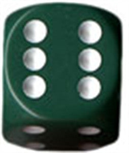 Opaque 16mm d6 Green/white Dice Block (12 dice)
