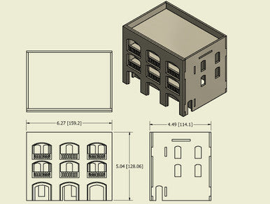 20mm Middle East 3 Story Building w/Removable Floors and Roof - 20MMDF152-1