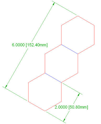 Hex Bases, Three In A Line - (2")