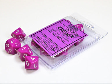 Opaque Light Purple/white Set of Ten d10s