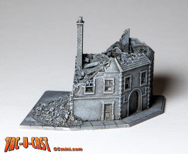 6mm Ruined Corner Building - 285VAC006
