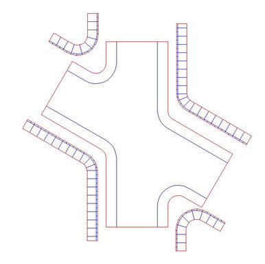 4 Way "X" Intersection, 2 Lane Road - 285ROAD087