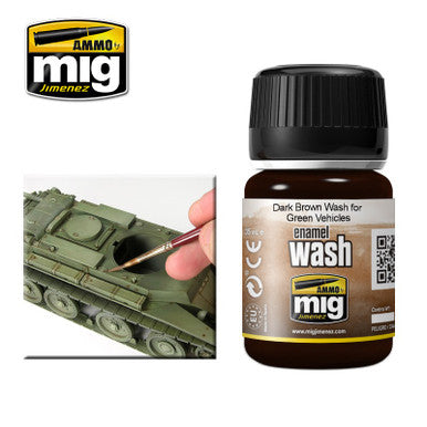 AMMO: Enamel Washes - Dark Brown Wash for Green Vehicles (35ml)