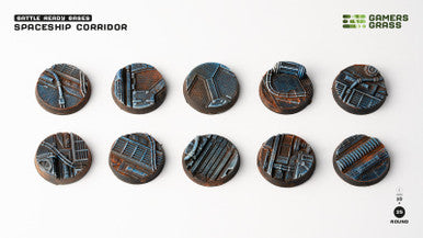 Battle Ready Bases: Spaceship Corridor Bases, Round 25mm (x10)