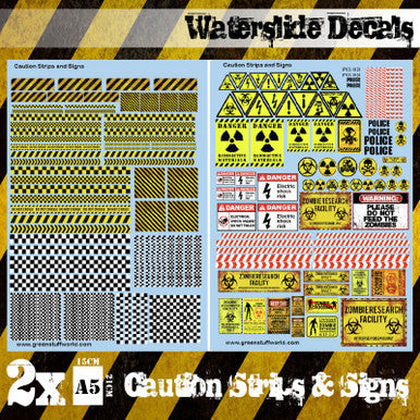 Waterslide Decals - Caution Strips and Signs