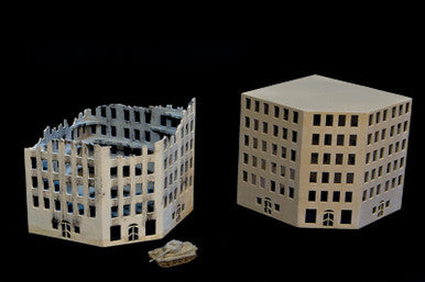 6mm European Corner Building and Ruined Version (Acrylic) - 285ACR154