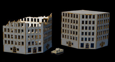 6mm European Corner Building and Ruined Version (Acrylic) - 285ACR154