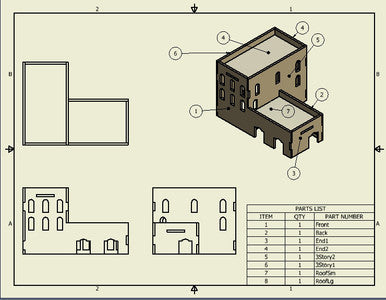 Middle East Three Story Building w/extension (MDF) - 15MMDF028