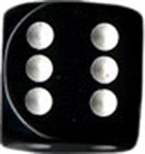 Opaque 16mm d6 Black/white Dice Block (12 dice)