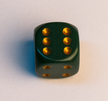 Opaque 16mm d6 Dusty Green w/copper Dice Block (12 dice)