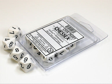 Opaque White/black Set of Ten d10s
