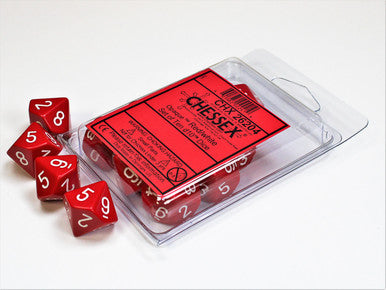 Opaque Red/white Set of Ten d10s