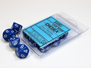 Opaque Blue/white Set of Ten d10s