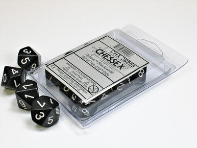 Opaque Black/white Set of Ten d10s