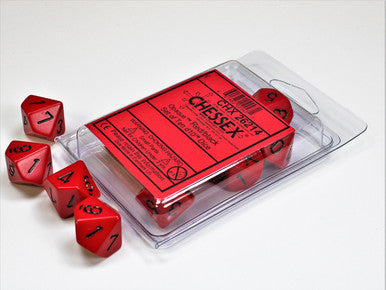 Opaque Red/black Set of Ten d10s