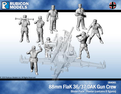 Rubicon Models 88mm FlaK 36/37 DAK Gun Crew- Pewter