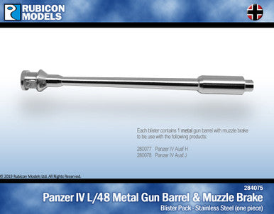 284075 L/48 Gun Barrel with Muzzle Brake for the Panzer IV Ausf H and Ausf J- Steel