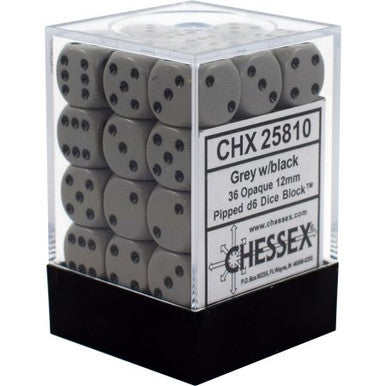 Opaque 12mm d6 Grey/Black Dice Block (36 dice)