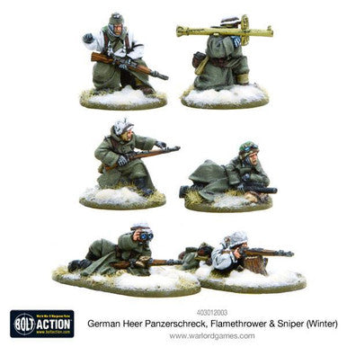 Bolt Action: German Heer Panzerschreck, Flamethrower & Sniper teams, Winter