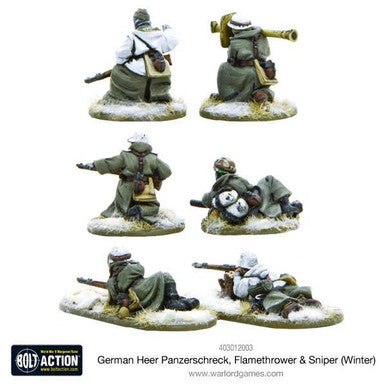 Bolt Action: German Heer Panzerschreck, Flamethrower & Sniper teams, Winter