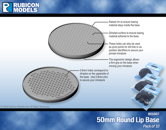 50mm Round Lip Base (pack of 10 bases)