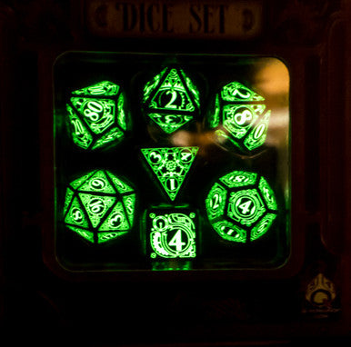 Steampunk Dice Set Black/Glow-in-the-Dark (7)