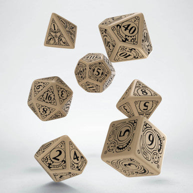 Steampunk Dice Set Beige/Black (7)