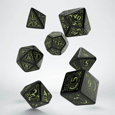Steampunk Dice Set Black/Glow-in-the-Dark (7)