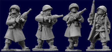 WWII 28mm: US Inf. In Greatcoats w/Carbines (4)